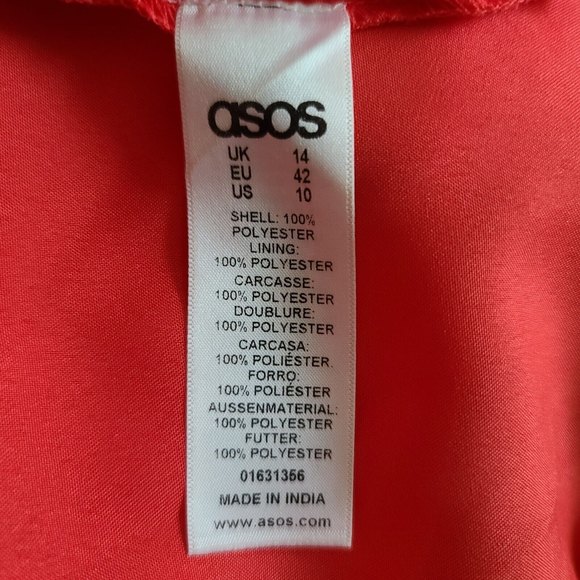 ASOS Sequined Halter Skater Dress Sz 10 Red Sleeveless Chiffon Fit Flare EUC - Picture 9 of 10